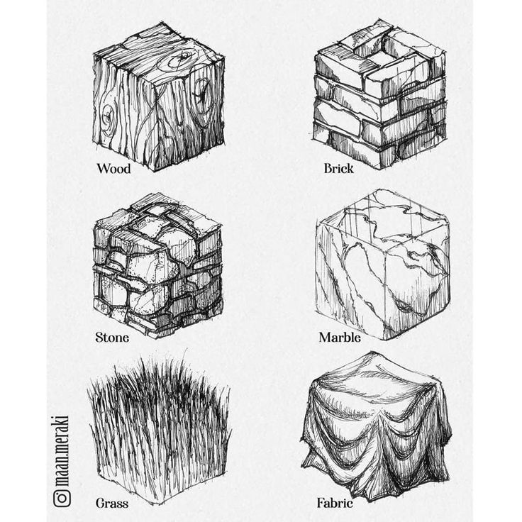 four different types of wood are shown in this drawing