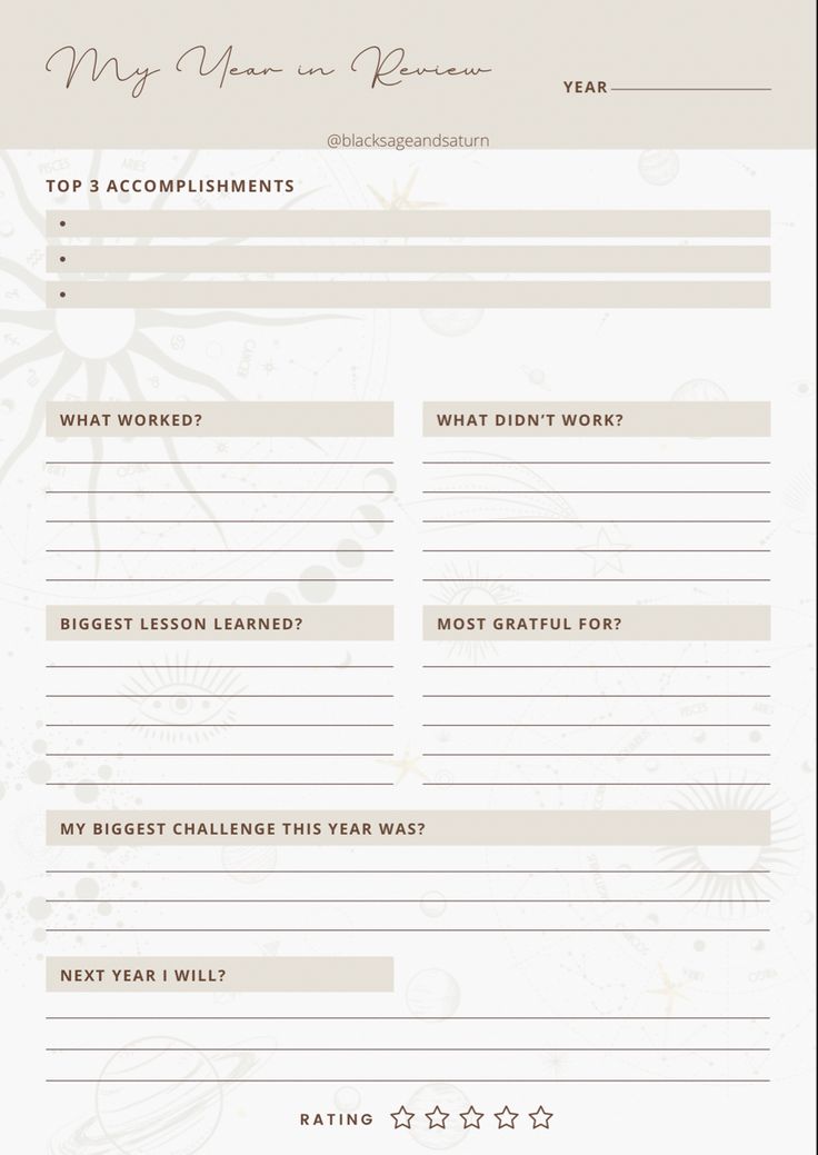 a printable workbook with the words, top 3 accomplishments and what i didn't work