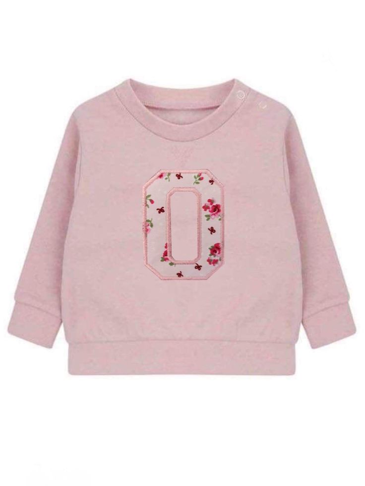 These personalised initial sweatshirts are unique and fun, perfect everyday, stylish wear and the perfect personalised gift.  A unique gift for a special occasion or just to show your love. Perfect for toddlers or that special little one in your life. Beautifully embroidered with your choose of colour and fabric to match there style. The sweatshirt comes with a large centrally positioned appliqué design in a choice of fabric, with the initial or number of your choice, using a classic font. Our s Cotton Sweatshirt For Birthday In Winter, Cotton Crew Neck Sweater For Birthday, Cotton Sweatshirt For Winter Birthday, Long Sleeve Tops With Letter Embroidery For Birthday, Casual Pink Sweatshirt For Birthday, Pink Long Sleeve Top With Letter Embroidery, Cute Long Sleeve Sweatshirt For Birthday, Fleece Top With Letter Embroidery And Long Sleeves, Long Sleeve Fleece Top With Letter Embroidery