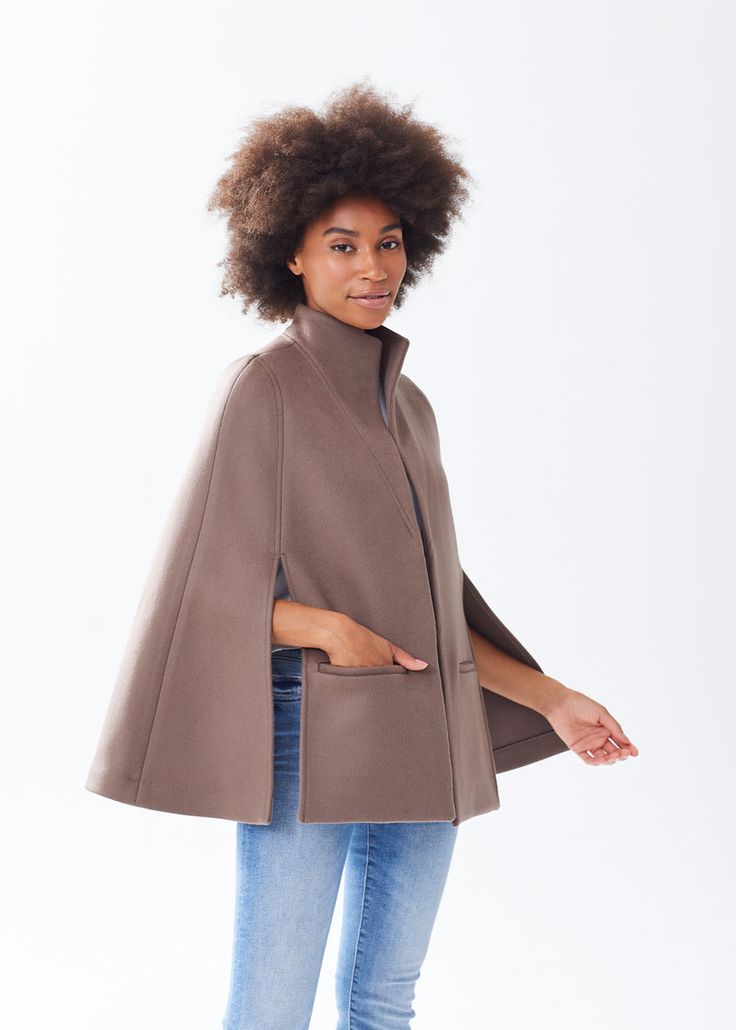 Women's Structured Wool Cape | Alice Walk Modern Cape For Workwear In Fall, Modern Fall Cape For Workwear, Modern Cape For Workwear, Oversized Chic Cape, Fall Workwear Poncho Cape, Chic Cashmere Cape For Winter, Modern Cape Outerwear For Work, Modern Cape-style Workwear Outerwear, Modern Workwear Cape Outerwear