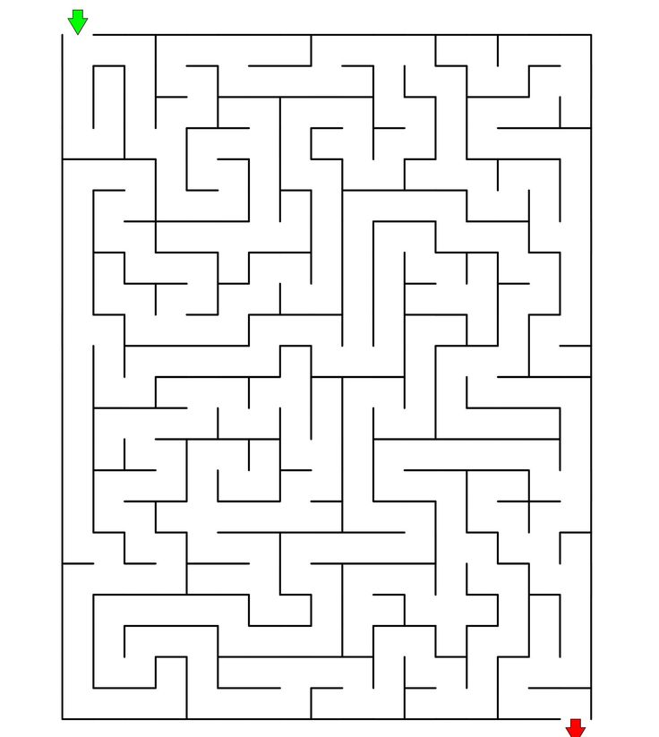 a square maze with an arrow on it