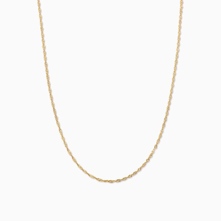 The perfect everyday chain necklace. Crafted with 18k gold over sterling silver, our Twist Chain Vermeil Necklace looks good on its own but can also be layered with whatever you want. For a necklace layering look our stylists love, pair this simple chain necklace with our Triangle Diamond Vermeil Lariat Necklace. Classic Charm Necklace With Delicate Chain For Everyday, Classic Chain Necklace For Layering, Classic Chain Link Necklace For Layering, Yellow Gold Chain Necklace With Figaro Chain For Layering, 14k Gold Chain Necklace For Layering, Gold Classic Rope Chain Necklace For Everyday, Classic Gold Rope Chain Necklace For Everyday, Everyday Yellow Gold Chain Necklace, Gold Rope Chain Necklace With Figaro Style