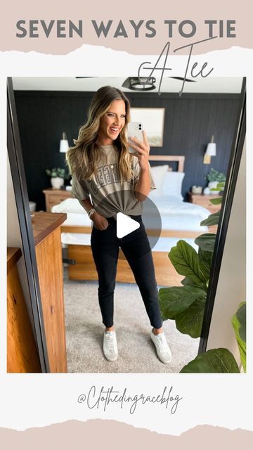 9,838 likes, 190 comments - clothedingraceblog on August 5, 2022: "Seven Ways To Tie Your Oversized Tees Which one are you most excited to try? Let me know! I’..." Ways To Wear A Tshirt Outfits, How To Tie Oversized Tshirt With Jeans, How To Wear A T Shirt That Is Too Big, Xl Tshirt Outfit Women, How To Wear Big Shirts With Jeans, How To Style Oversized Band Tee, Cute Ways To Wear Tshirt, How To Tie Large Shirts, How To Tie A Big Tee Shirt