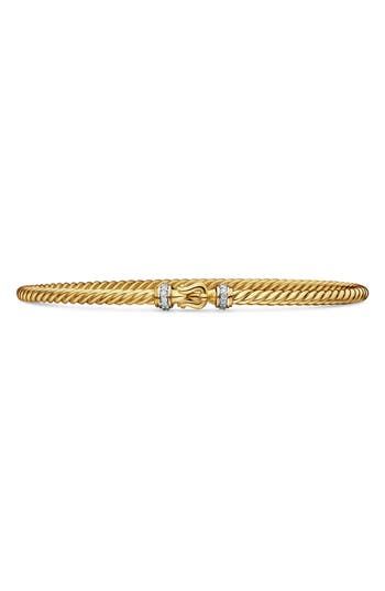 An ornately spiraled texture and brilliant pavé diamonds lend timeless elegance to a versatile bracelet crafted from gleaming 18-karat gold. 6 1/4" inner circumference Fishhook clasp Total diamond weight: 0.06ct. 18k gold/diamond Made in the USA >Diamond Guide Cable Bracelets, Buckle Bracelet, Diamond Guide, Bracelet Crafts, David Yurman, Pave Diamonds, Womens Jewelry Bracelets, Gold Diamond, Timeless Elegance