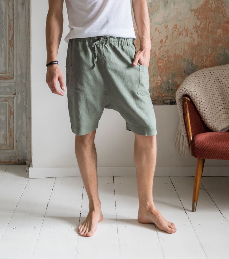 Summer natural linen short for men Men Linen Pants, Mens Linen Shorts, Mens Linen Pants, Casual Summer Wear, Honeymoon Outfits, Mens Linen, Linen Short, Sweatpants Set, Latest Mens Fashion