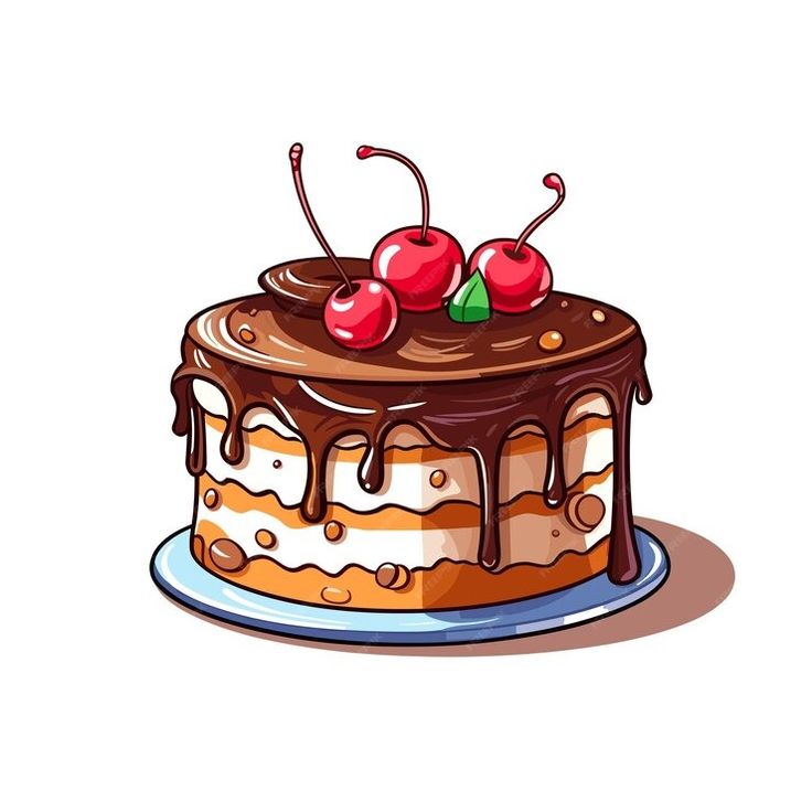 a cake with chocolate icing and cherries on top