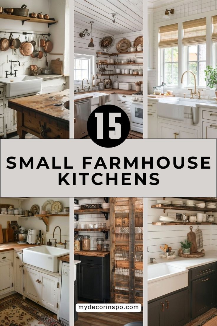 small farmhouse kitchen with lots of open shelving