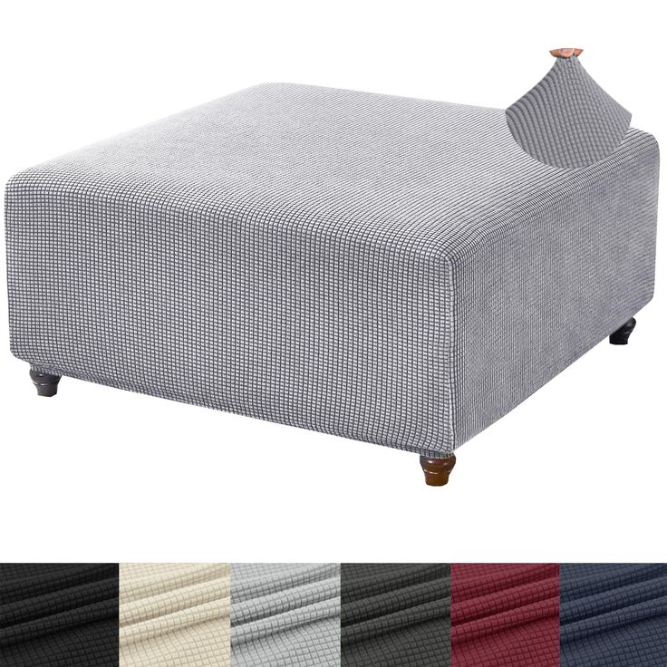 the footstool is made from fabric and has four different color options for it