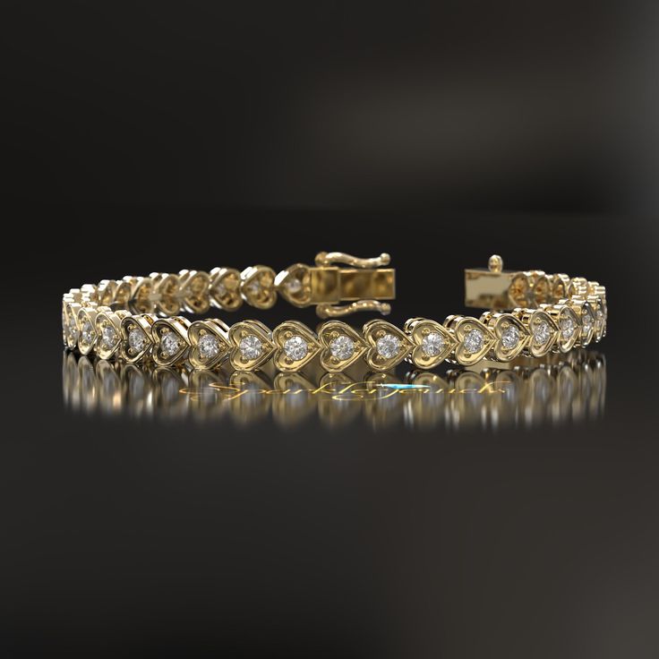 🖊️ Bracelet Size - 7-inch length 🖊️ Metal - 10K,14K,18K Solid White Gold/Rose Gold/Yellow Gold 🖊️ Weight - 14 grams (Approx) 🖊️ Stone Shape - Round 🖊️ Gem Type - Moissanite or Lab-Grown Diamonds 🖊️ Stone Size - 2.5mm 🖊️ Total Stone pieces - 34 🖊️ Stone Color - White (Colorless) 🖊️ Hallmark  𝐃𝐢𝐚𝐦𝐨𝐧𝐝 𝐃𝐞𝐭𝐚𝐢𝐥s:- 💎 EF, VVS, Excellent Cut, 2.3CT Total Weight Moissanite stone weight is Diamond Equivalent Weight 🛠️ If you need any customization then please contact us. The bracelet is 7 inches. If you need a shorter or longer length message me.  This is the perfect gift for mom, wife, fiancee, girlfriend, valentine, daughter, family or friend. It is a special gift for mother's day, valentine's day, wedding, anniversary, birthday, Christmas, Easter, New Year's and any holiday Classic Diamond Oyster Bracelet, Classic Diamond Bracelet With Oyster Style For Wedding, Classic Diamond Oyster Bracelet For Wedding, Luxury Heart Bracelet With Brilliant Cut For Anniversary, Luxury Formal Heart Bracelet With Jubilee Style, Luxury Heart Bracelet With Diamond Accents For Formal Occasions, Elegant Wedding Heart Bracelet With Brilliant Cut, Classic Formal Heart Bracelet With Diamond Accents, Classic Heart Bracelet With Diamond Accents For Formal Events