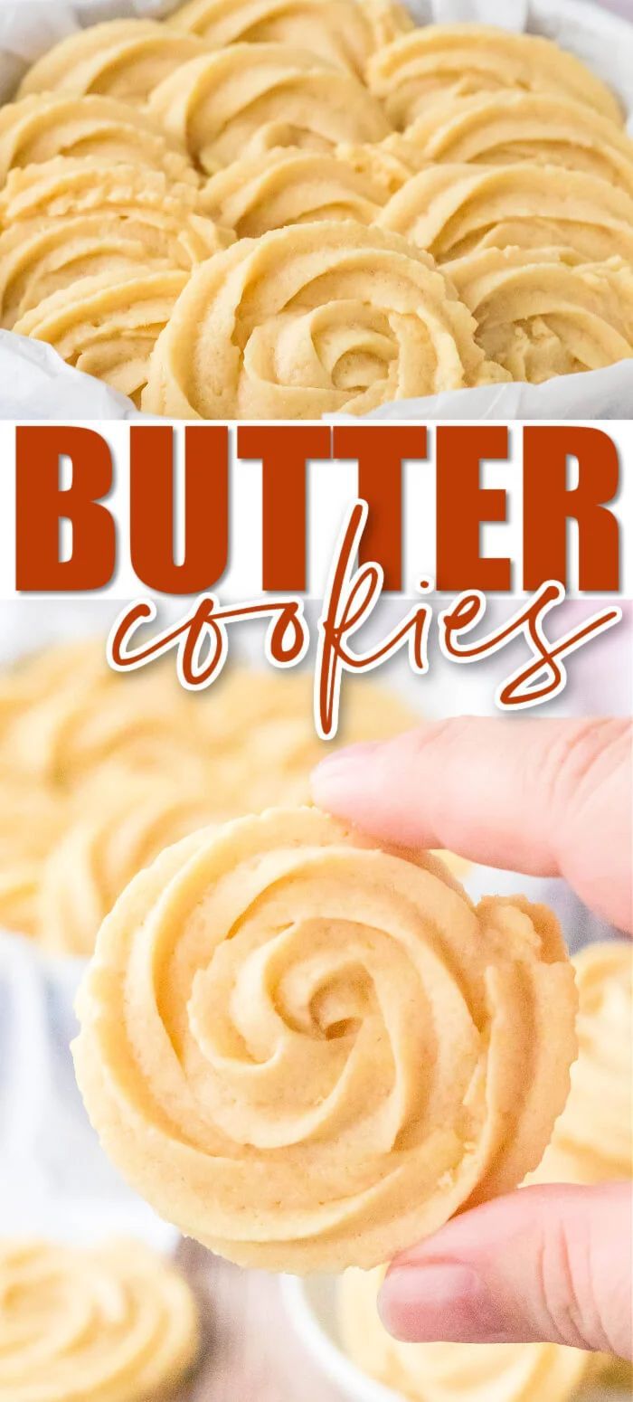 butter coffee cookies on a plate with the title above it