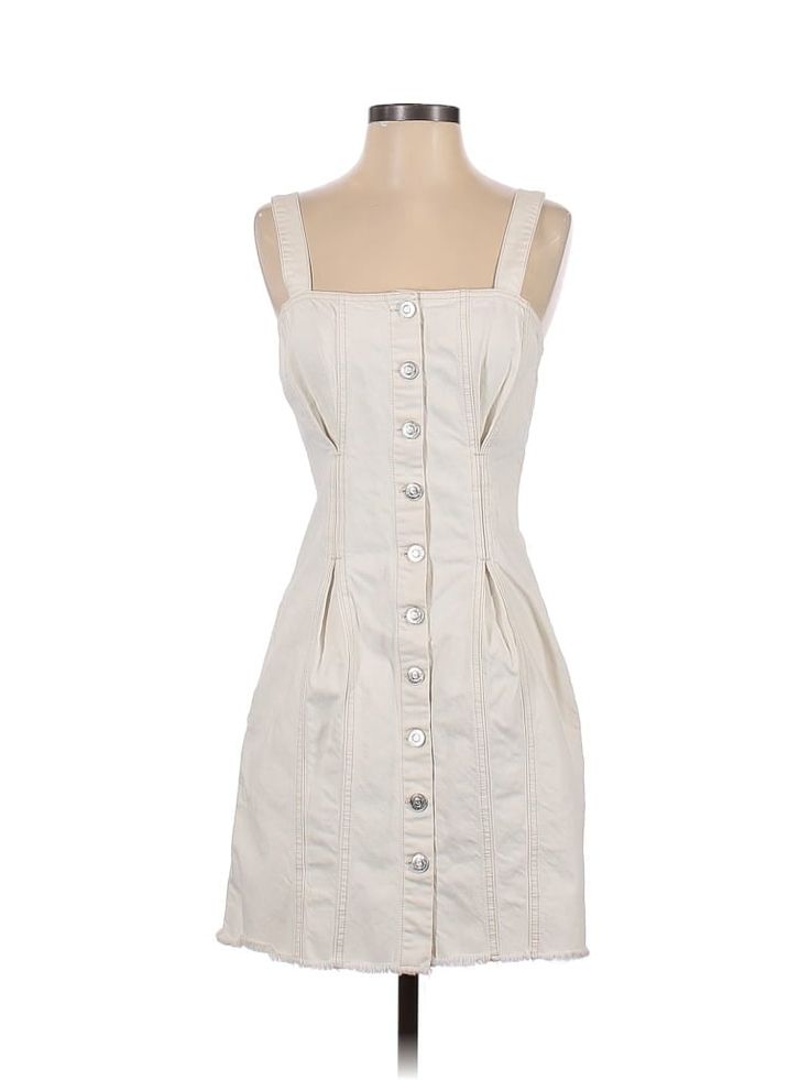 Elliott Casual Dress Size: 1 Ivory Dresses - used. 100% Cotton, Square, Short, Sleeveless | Elliott Casual Dress: Ivory Dresses - Used - Size 1 Off White Sleeveless Mini Dress For Day Out, Off White Sleeveless Mini Dress For Spring, Off White Sleeveless Dress For Day Out, Off White Sleeveless Cotton Mini Dress, Cream Sleeveless Sundress, Sleeveless Cream Mini Dress For Casual Wear, Casual Off White Sleeveless Sundress, Sleeveless Off White Sundress For Day Out, Off White Sleeveless Sundress For Day Out