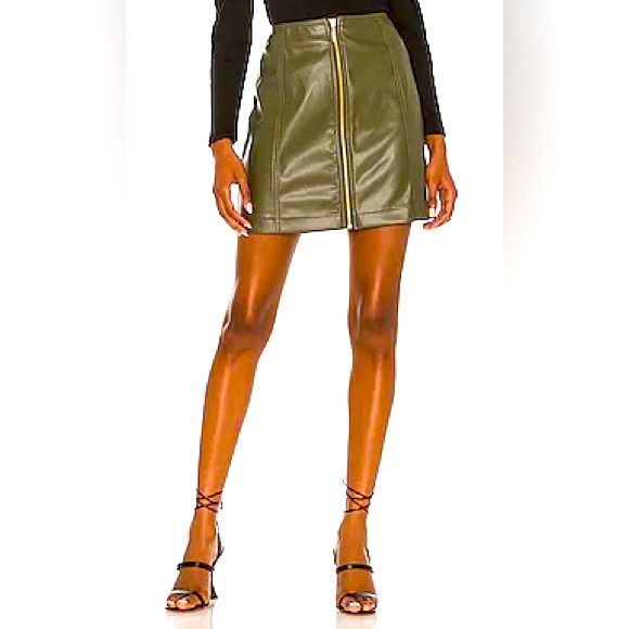 Nwt Minkpink Faux Leather Skirt Xs. Color Is Khaki But More Of A Green/Brown. Gold Zipper Down Front. 16” From Top To Bottom. Fall Workwear Skirt With Zip Fly, Trendy Mini Skirt With Zipper Closure, Chic Faux Leather Mini Skirt With Zipper, Trendy Faux Leather Mini Skirt With Zipper, Trendy Faux Leather Mini Skirt With Zipper Closure, Chic Faux Leather Skirt With Zipper Closure, Edgy Mini Skirt With Zipper For Spring, Edgy Mini Skirt With Zipper Closure For Spring, Spring High Waist Faux Leather Skirt