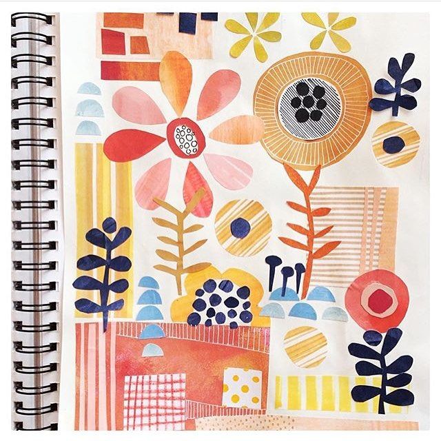 a spiral notebook with an image of flowers and leaves on the cover is being viewed on instagram