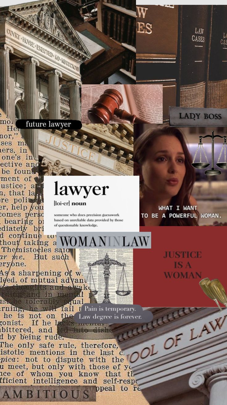 collage of law related images with words