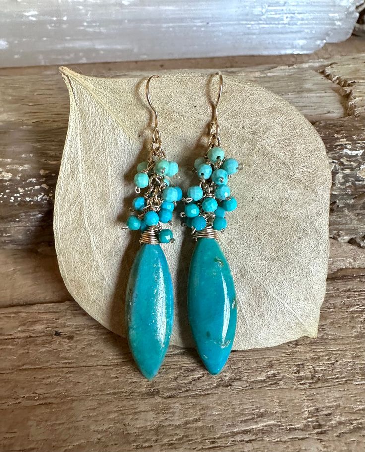 Gold filled dangle earrings with turquoise and chrysocolla gemstones Earrings Handmade Dangle, Gold Dangle Earrings, Etsy Earrings Dangle, Gold Earrings Dangle, Jewelry Earrings Dangle, Gold Filled, Dangle Drop Earrings, Dangle Earrings, Jewelry Earrings