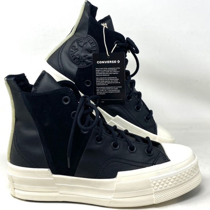 Converse Chuck 70 Plus Mixed Material Sneakers Black Canvas Suede Women A05260c Brand New With Box No Lid. 100% Authentic! Combining Timeless Features With Contemporary Elements, The Converse Chuck 70 Plus Offers A Refreshing Update On A Classic. A Blend Of Canvas And Suede Creates A Statement-Making Look Featuring Asymmetrical Lines, While Exposed Foam At The Tongue And Heel Adds A Utilitarian Touch. This Edition Combines Old And New To Create A Style That Will Never Go Out Of Fashion. High-Top Converse Chuck 70 Plus, Chuck 70 Plus, High Top Shoe, Contemporary Elements, Converse Chuck 70, Chuck 70, Womens Converse, Black Canvas, Converse Chuck