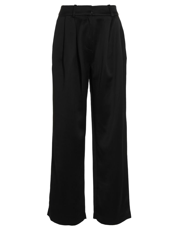 Viscose and wool blend pants with front pleats, hook-and-eye and button closure, pockets and a loose leg. Composition: 82% viscose 18% wool Elegant High-waisted Viscose Pants, Viscose Wide-leg Workwear Bottoms, Viscose Wide-leg Workwear Pants, Viscose Wide-leg Pants For Work, Workwear Wide-leg Viscose Pants, Viscose Wide Leg Pants For Work, Chic Formal Wide Leg Pants With Button Closure, Formal Wide-leg Dress Pants With Button Closure, Chic Formal Viscose Pants