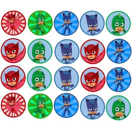 the pj masks stickers are on top of each other, with different colors