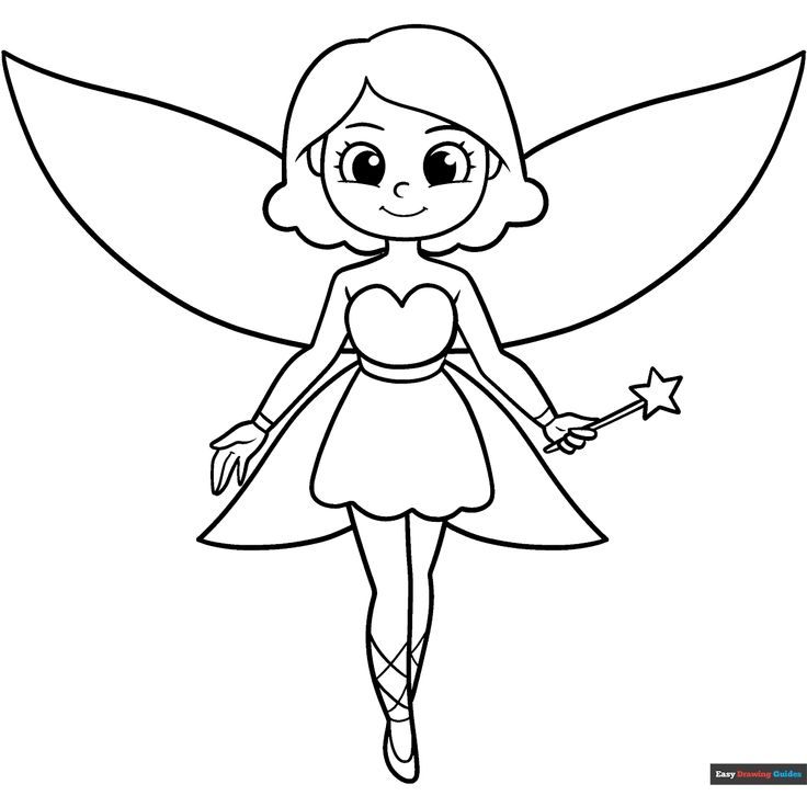 Free Fairy Coloring Page for Kids Fairy Drawings Easy, Easy Fairy Drawing, Harry Potter Colors, Easy Drawing Guides, People Coloring Pages, Free Printable Coloring Sheets, Fairy Clipart, Fairy Drawings, Drawing Guides