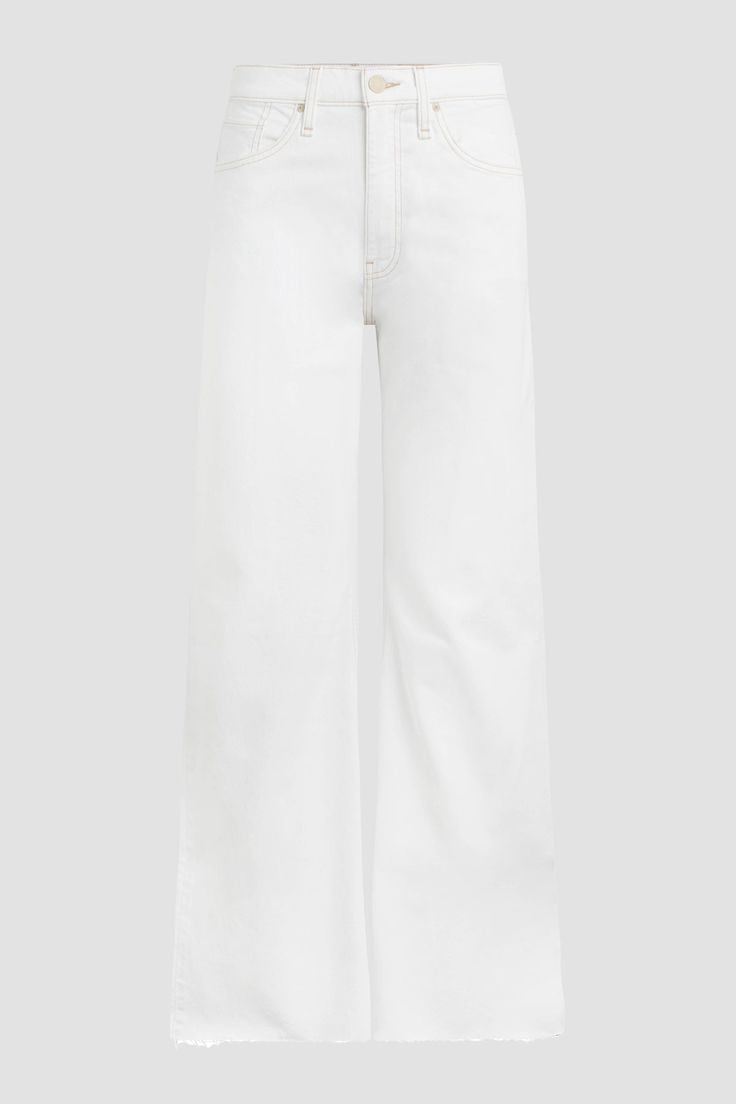 Description Our Jodie High-Rise Flare Jean in White is cut for a roomy fit with a wide-leg flare from our comfort stretch denim that offers flexibility. Complete with classic five pocket details and a raw hem. Product Details Front Rise: 12", Leg Opening: 25", Inseam: 32"Model Height 5'9"Model wearing size 25Measurements based on size 27 Fit & Care Content: 63% Cotton, 35% Lyocell, 2% ElastaneMachine wash cold with like colorsDo not bleachTumble dry low or hang to dry Mid-rise White Denim Wide Leg Pants, White High-rise Flare Jeans With Frayed Hem, White High Rise Flare Jeans With Frayed Hem, White Mid-rise Pants With Frayed Hem, High Rise White Pants With Frayed Hem, White High Rise Pants With Frayed Hem, White High-rise Pants With Frayed Hem, White Flare Jeans With Five Pockets, Chic White Pants With Frayed Hem