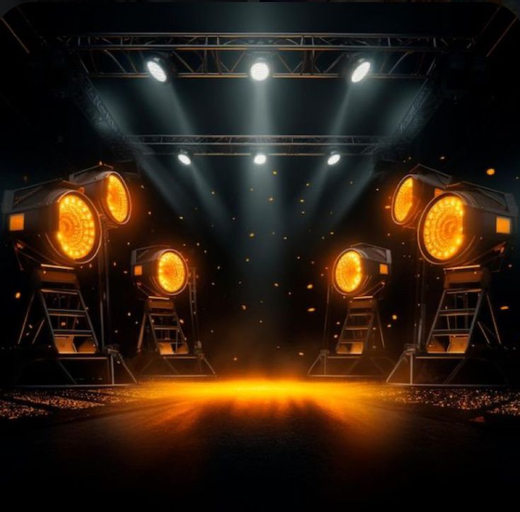 two spotlights in the middle of a stage