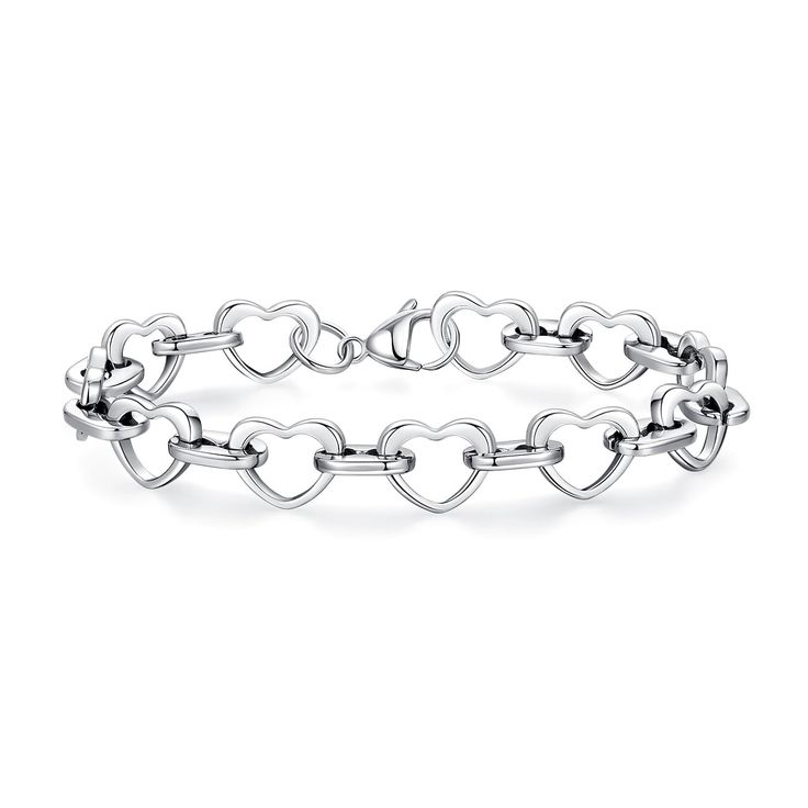 PRICES MAY VARY. Material: Made of high-quality stainless steel with 14k gold / rose gold plating, this heart bracelet is nickel-free, lead-free, hypoallergenic, waterproof, and durable. Lightweight and adjustable: The bracelet features a lightweight hollow design, weighing only 0.7oz, and can be adjusted to fit almost all women's wrists with its 7.5-inch length and lobster clasp closure. Fashionable design: The heart-shaped links are movable, flexible, and soft, ensuring a comfortable fit on yo Trendy Metal Bracelets For Mother's Day, Valentine's Day Rose Gold Metal Jewelry, Minimalist Metal Bracelets For Mother's Day, Valentine's Day Rose Gold Metal Charm Bracelet, Everyday Metal Bracelets For Valentine's Day, Minimalist Metal Bracelets For Valentine's Day, Minimalist Metal Bracelet For Valentine's Day, Rose Gold Metal Bracelets For Valentine's Day, Rose Gold Metal Bracelet For Valentine's Day