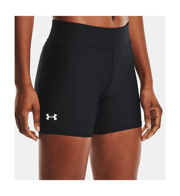 Close-fitting workout shorts deliver a full list of performance benefits. Made of polyester and elastane. Waist has tall, exposed elastic sewn onto the inside and sits at your hips without rolling or folding. Compression fit provides supportive coverage to your muscle groups to improve your workouts and lessen fatigue. HeatGear is the original performance fabric from UA, and its light feel and wicking ability help you ignore higher temperatures to focus on your workout. 4-way stretch and compres Sports Shorts With Contoured Waistband And 5-inch Inseam, Black Compression Shorts With Moisture-wicking, Sweat-resistant Solid Color Shorts, Solid Color Sweat-resistant Shorts, Black Compression Athletic Shorts With Moisture-wicking, High Stretch Athletic Shorts For Sports, High-stretch Athletic Shorts For Sports, Gym Shorts Sweat Resistant, Under Armour Stretch Gym Shorts