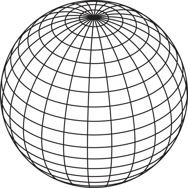 a black and white image of a sphere with lines in the shape of a ball