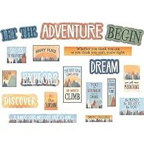 an assortment of stickers that say, let the adventure begin