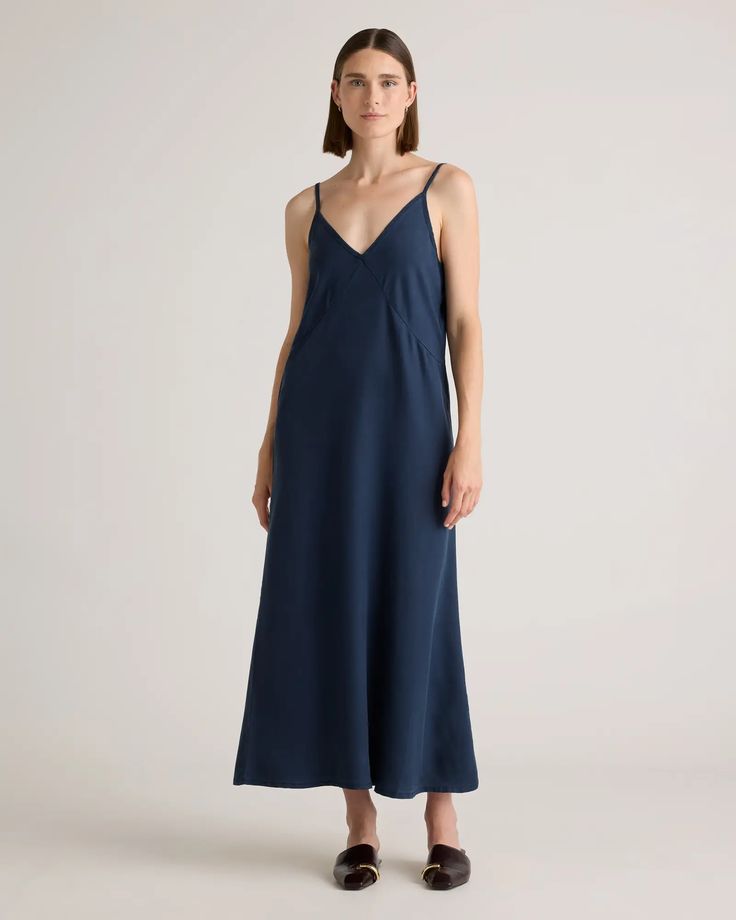 Vintage Wash Tencel Maxi Slip Dress Quince Blue, Staple Dress, Maxi Slip Dress, Maxi Tank Dress, Quince Dresses, Tiered Maxi Dress, Linen Clothes, Stunning Dresses, Vintage Skirt