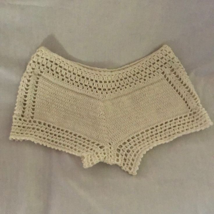 New Beach Shorts Handmade Crochet Small Size See Picture For For Measurements 100% Acrylic Off White Color #11 Shorts Crochet, Crochet Romper, Crochet Shorts, Crochet Handmade, Beach Shorts, Off White Color, Handmade Crochet, White Color, Color White