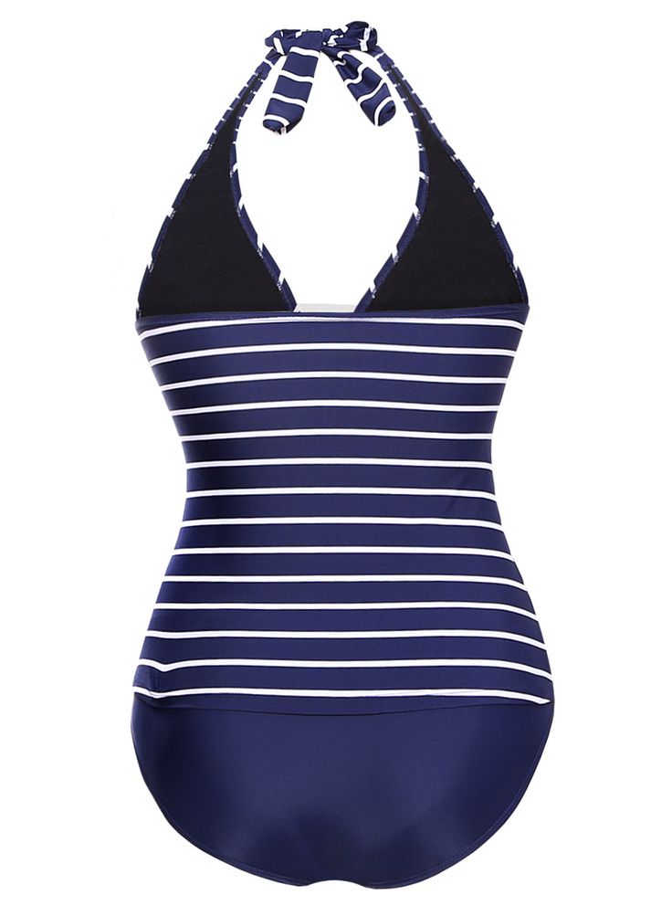 Detail This striped tankini has adjustable halter neck with nautical inspired tie at bust. We've elevated the tankini to sexy new heights with our new deep V. halterneck style. It features a low back for optimum tanning. adjustable string tie under the bust for comfort and removable pads. No underwire. Finished with a basic swim briefs.Features¢Halter tankini top has no underwire but removable soft cups¢Chic tie detail front under bust for certain comfortable adjustment¢Tankini swimsuit are popu Striped Tankini, Halter Top Tankini, Halter Tankini, Swimsuit Sale, Tankini Swimsuit, Tankini Swimsuits, Maxi Dresses Casual, Tankini Top, New Arrival Dress