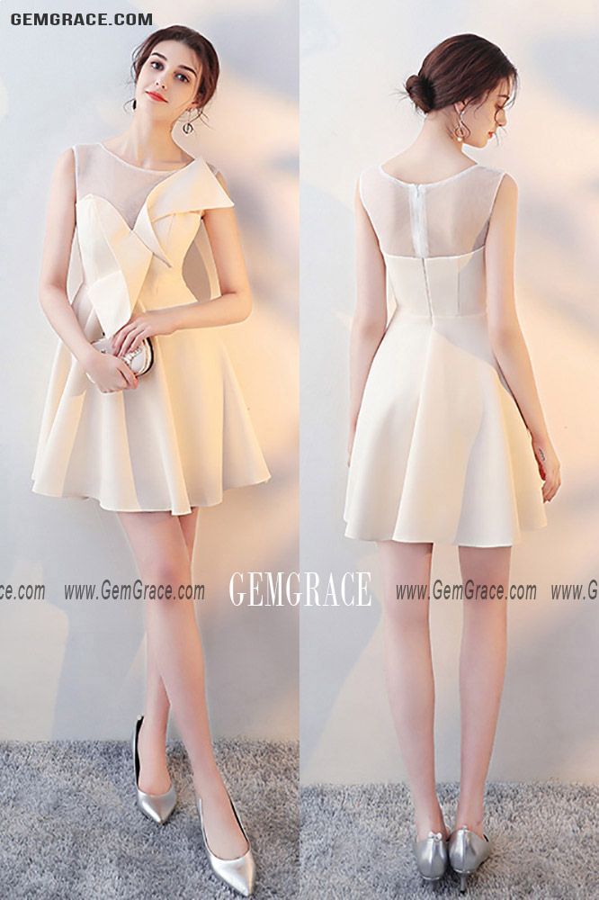 Champagne Aline Short Homecoming Wrap Dress Sheer Neck Ref#HTX86014 at GemGrace. #HomecomingDresses Shop now to get $10 off. Pro custom-made service for wedding dress, formal dress. View Special Occasion Dresses,Homecoming Dresses,Short Homecoming Dresses,Cute Homecoming Dresses for more ideas. Click to shop now! #BuyableHomecomingDresses White Mini Dress With Back Zipper For Cocktail, White A-line Dress With Back Zipper, Wedding Mini Dress With Back Zipper, Elegant A-line Mini Dress For Homecoming, Spring Prom Mini Dress With Back Zipper, Spring Homecoming Sleeveless A-line Dress, Formal A-line Sleeveless Dress With Back Zipper, Fitted Homecoming Dress With Back Zipper, Fitted Dress With Back Zipper For Homecoming