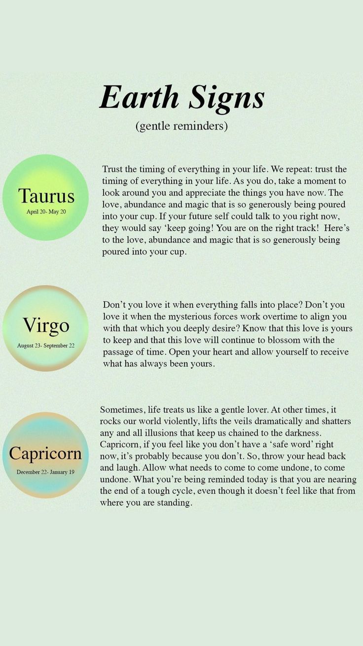 the earth signs are shown in three different colors