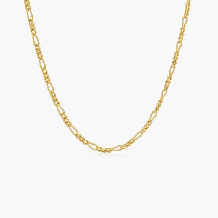 Aria Mirror Chain Necklace - Gold Vermeil - Oak & Luna Luxury White Figaro Chain Necklaces, Luxury Heirloom Figaro Chain Necklace, Luxury Gold-plated Figaro Chain Jewelry, Dainty Gold Chain Necklace For Formal Occasions, Dainty Formal Gold Chain Necklace, Elegant Figaro Chain Link Necklace, Classic Party Chain Necklace, Classic Yellow Gold Chain Necklace For Party, Timeless Formal Chain Necklace With Adjustable Chain