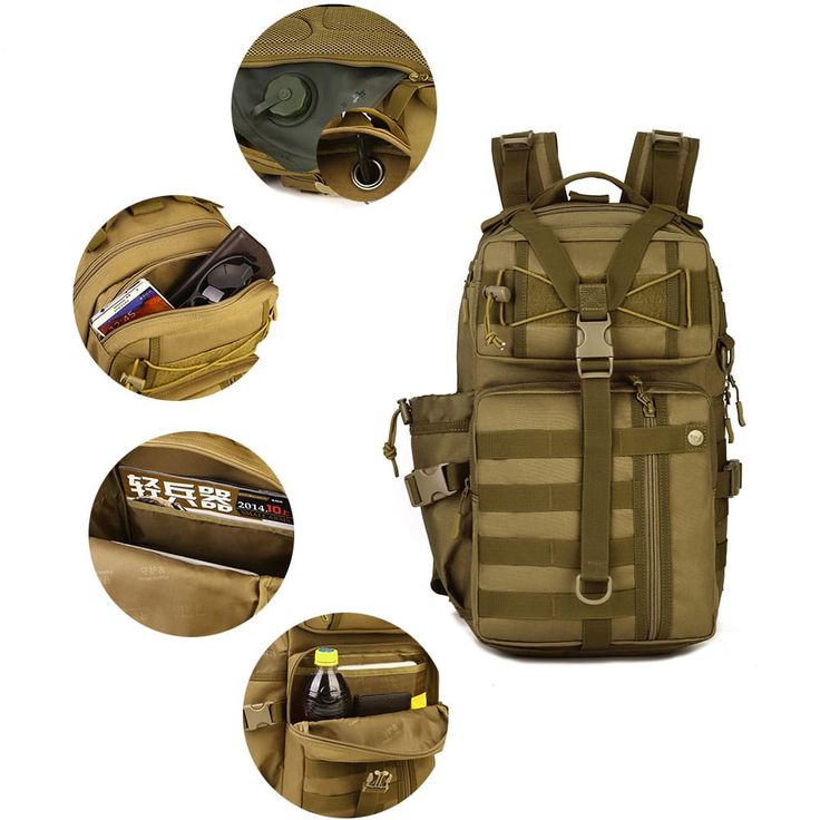 the back pack has multiple compartments for items in it and is also attached to another bag