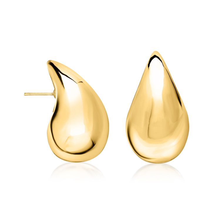 Ross-Simons - 14kt Yellow Gold Large Teardrop Earrings. An ample version of the incredibly popular style, our 14kt yellow gold large teardrop earrings emit a gorgeous glow from their high-polished finish. You'll be simply amazed by their style power, and ability to elevate any outfit with ease. Post/clutch, 14kt yellow gold large teardrop earrings. Modern Teardrop Earrings For Anniversary, Modern Yellow Gold Pear-shaped Drop Earrings, Modern Yellow Gold Pear-shaped Drop, Modern Pear-shaped Drop For Formal Occasions, Modern Pear Shaped Drop For Formal Occasions, Yellow Gold Polished Teardrop Earrings, Polished Teardrop Drop Earrings For Anniversary, Anniversary Polished Teardrop Drop Earrings, Anniversary Polished Teardrop Earrings