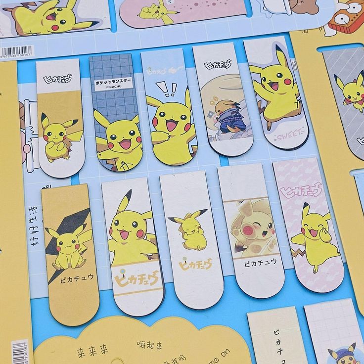 the pokemon bookmarks are on display for everyone to see