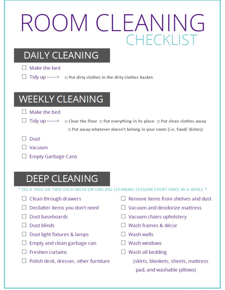 a cleaning checklist with the words, room cleaning checklist