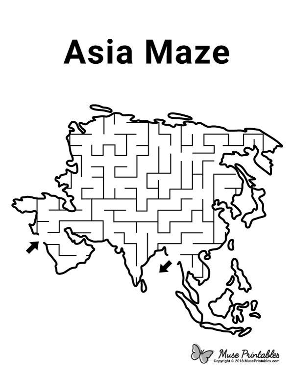 the asia maze is shown in black and white, with an arrow pointing to it