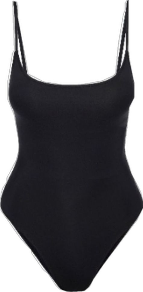 Black Shapewear Swimwear With Lined Body, Black Scoop Neck Bodysuit For Summer, Seamless Black Bodysuit For Swimming, Black Seamless Bodysuit For Swimming, Black Seamless Shapewear Swimwear, Black Lined Swimwear, Black Shapewear Bodysuit With Lined Body, Black Seamless Bodysuit For The Beach, Black Scoop Neck Shapewear Bodysuit