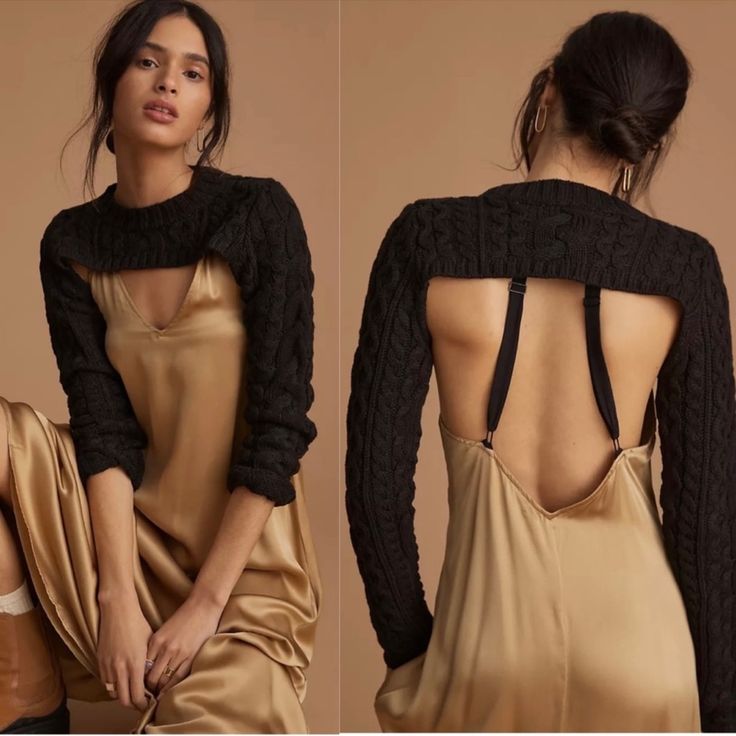 the back of a woman's dress is shown in three different angles, with one showing