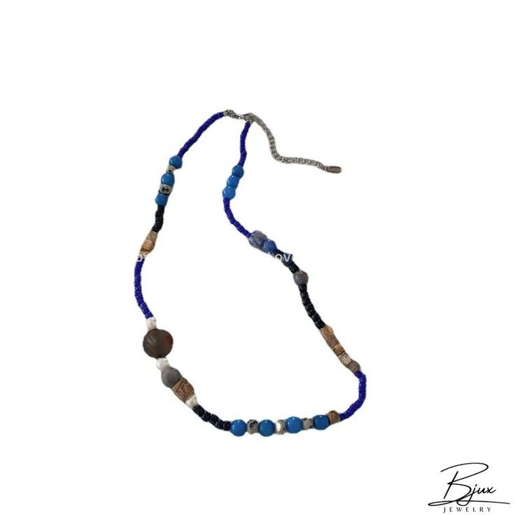 Bjux - Collar de cuentas de piedra azul de diseño collar de cadena con cierre Blue Gemstone Beads Long Necklace Gift, Adjustable Blue Beaded Turquoise Necklace, Blue Gemstone Beads Necklace, Blue Long Necklace With Natural Stones For Gift, Blue Long Necklace With Natural Stones As Gift, Blue Adjustable Long Necklace, Blue Oval Beads Necklaces For Jewelry Making, Blue Necklaces With Adjustable Oval Beads, Blue Single Strand Necklace With Oval Beads