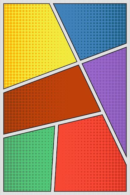 an abstract poster with different colors and shapes