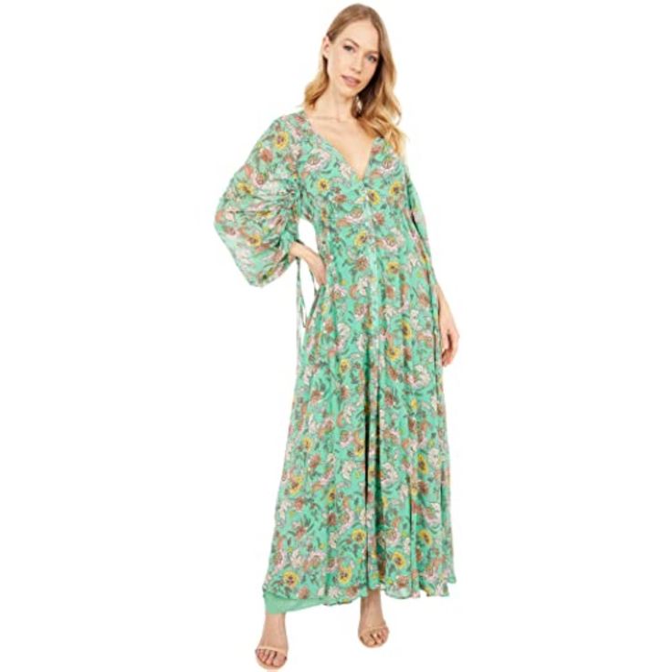 Nwt Free People Earthfolk Maxi Dress Green Combo Nwt/New Free People Size Xs Green V-neck Lined Maxi Dress, Green Floral Print Maxi Dress For Daywear, Green V-neck Boho Dress For Spring, Spring Green Maxi Dress For Casual Wear, Spring Green Maxi Dress For Dress Down Occasion, Green Floral Print Boho Dress, Flowy Green Maxi Dress For Spring, Flowy Green Boho Dress With Floral Print, Flowy Green Floral Print Boho Dress