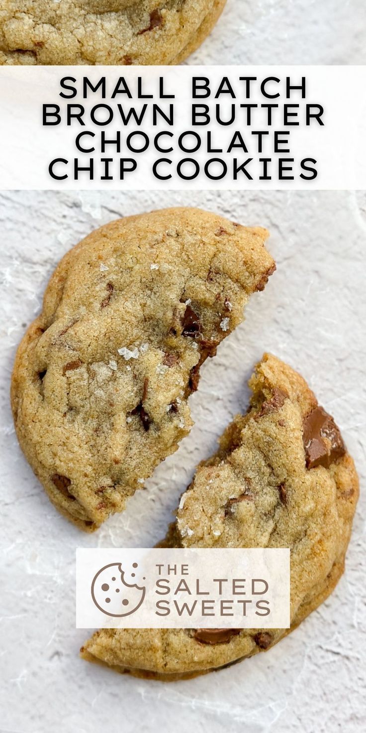 two pictures of the same chocolate chip cookie, one has been cut in half and is missing