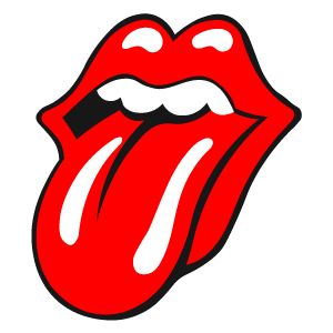 the rolling stones'tongue is shown in red and white, as if it were painted on