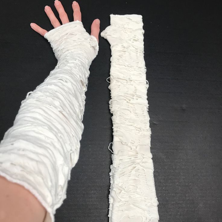 Bundle & Save On Shipping! Long Mummy Gloves White Arm Warmers Ghost Costume Covers Mens Zombie Ghoul Wrap Great For Men Or Women! Handmade In The Usa By Me! Long Light Cream White Holey/Ripped Layered Armwarmers. Over The Elbow Length. The Shredded Material Is Layered Over A Soft Knit Material. Great For Cosplays, Halloween Costumes And Gothic/Alternative Outfits! I Also Make A Shorter Version Of These And Matching Leg Warmers! Arm Warmers Are Great For: Keeping You Warm Inside And Outside. Pro Mummy Halloween Costume Man, Arm Warmers Men, Mummy Costume Men, Zombie Apocalypse Outfits, Zombie Outfit, Ghost Outfit, Mummy Halloween Costume, Mummy Costume, Mummy Halloween