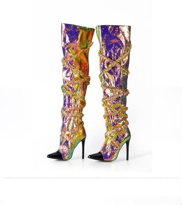 Dream Land Metallic Thigh High Boots - Gold Glamorous Knee-high Boots For Winter Night Out, Glamorous Knee-high Boots For Night Out In Winter, Glamorous Pointed Toe Knee-high Boots For Night Out, Glamorous Party Knee-high Boots With Pointed Toe, Glamorous Pointed Toe Knee-high Boots For Party, Glamorous Knee-high Boots With Pointed Toe For Party, Glamorous Winter Boots For Club, Glamorous Pointed Toe Cocktail Boots, Glamorous High Heel Knee-high Winter Boots