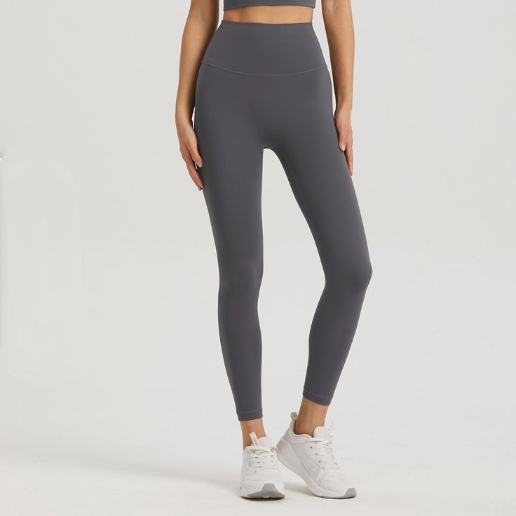 Lycra Pocket Peach High-waisted Nine-point Leggings-Aria Doejay Color Plomo, Sportswear Design, Lycra Leggings, Stylish Leggings, Sportswear Leggings, Workout Attire, Waist Workout, Running Sports, Pants And Leggings